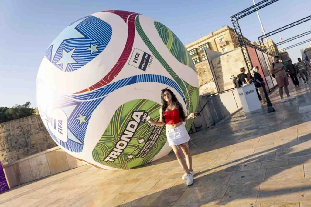 An interactive football installation at a CYE public activation in Malta