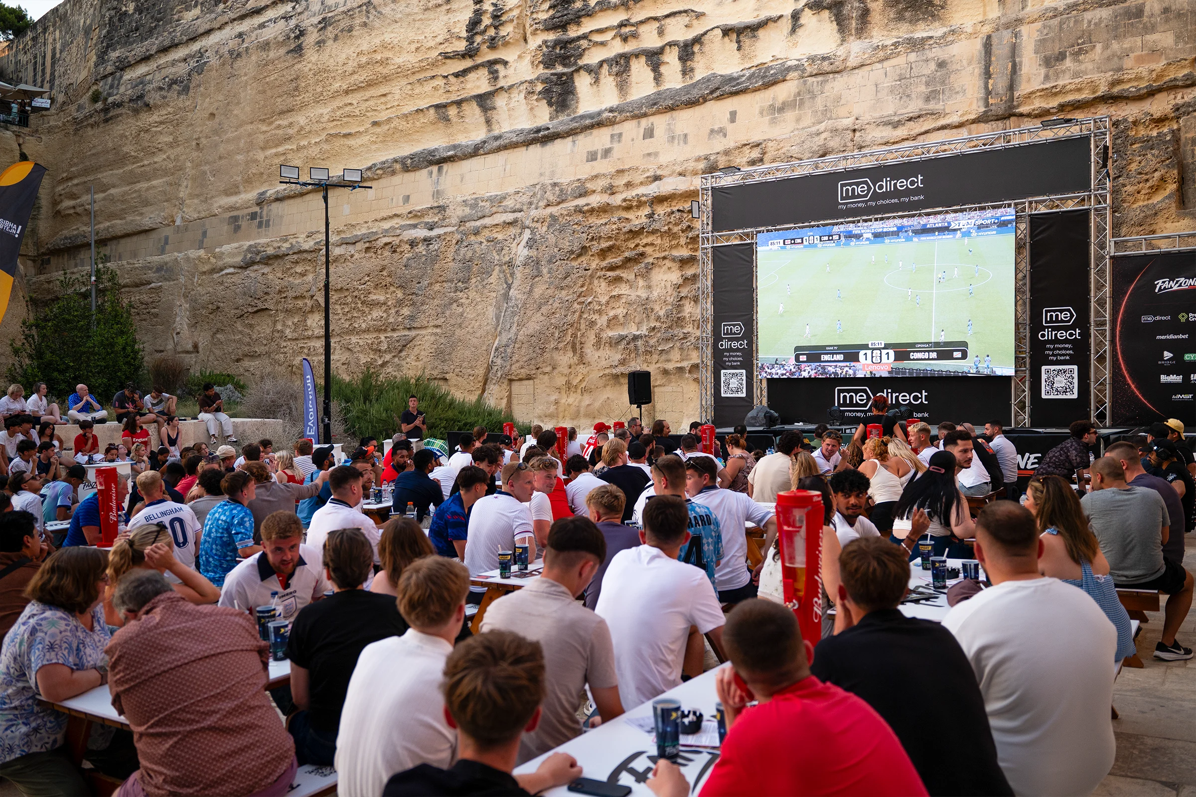 Historic arches at the TVM Sport Football Village in Valletta