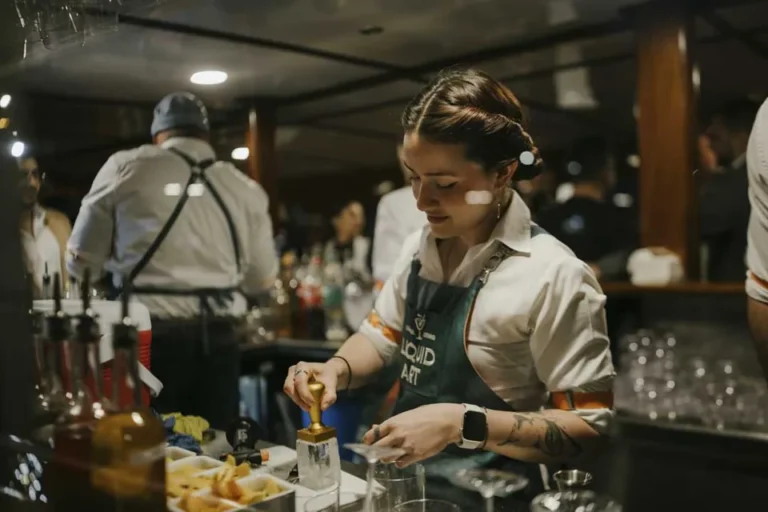 Cocktails being prepared onboard · AFLOAT — Exclusive Networking at Sea